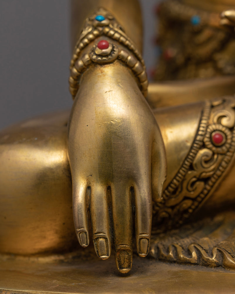 Gold Gilded Three Buddha Statues | Medicine Buddha, Shakyamuni Buddha, Amitabha Buddha