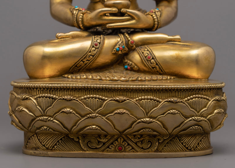 Gold Gilded Three Buddha Statues | Medicine Buddha, Shakyamuni Buddha, Amitabha Buddha