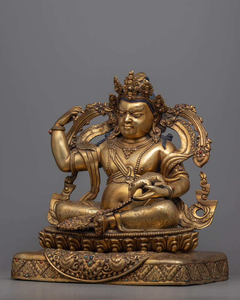 Gold Gilded Dzambhala Statue | Buddhist Wealth Deity Statue