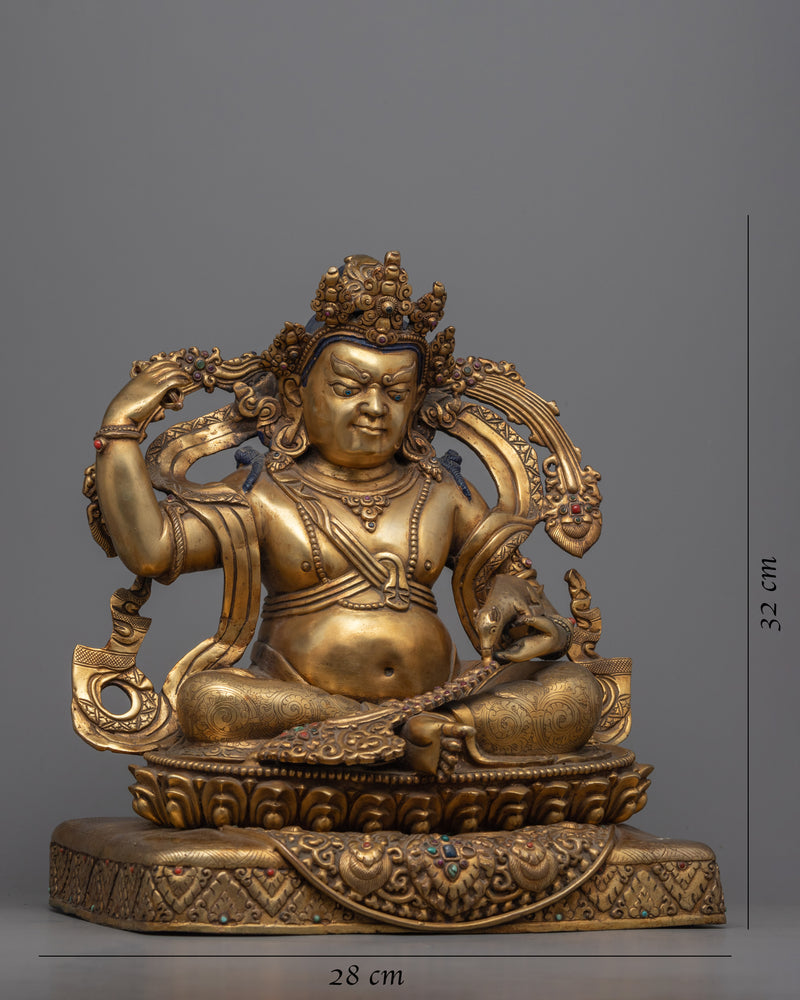 Gold Gilded Dzambhala Statue | Buddhist Wealth Deity Statue