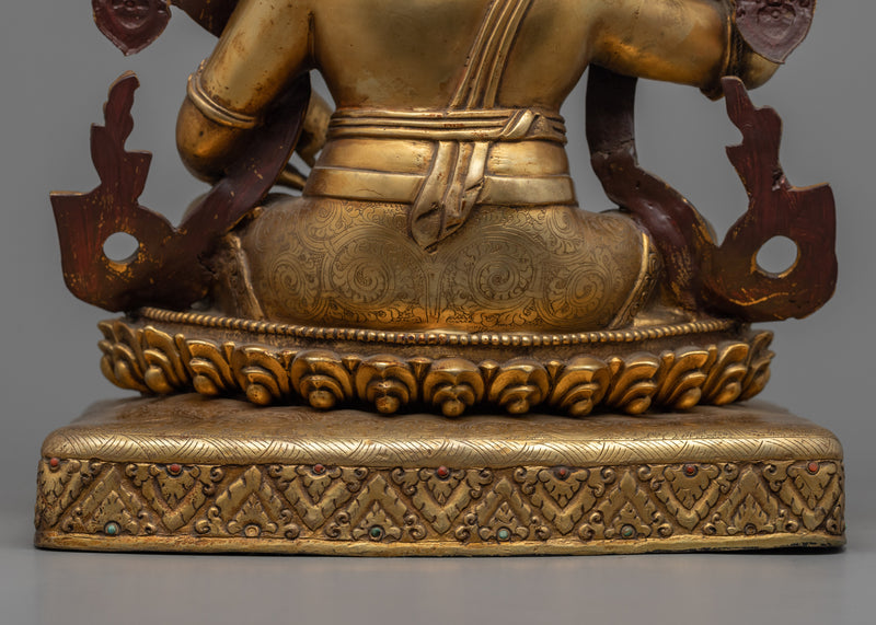 Gold Gilded Dzambhala Statue | Buddhist Wealth Deity Statue