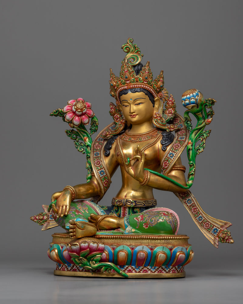 Green Tara Bodhisattva Statue | Himalayan Buddhist Art of Female Bodhisattva