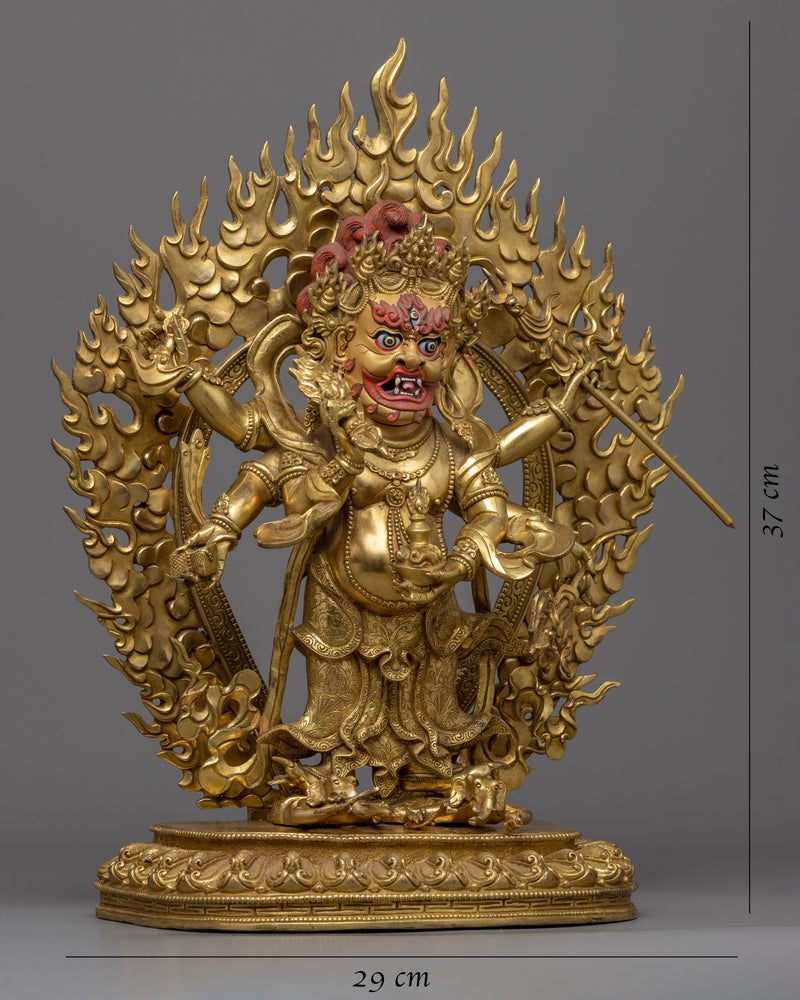 Wrathful Deity, White Mahakala Statue | Traditional Tibetan Buddhist Artwork