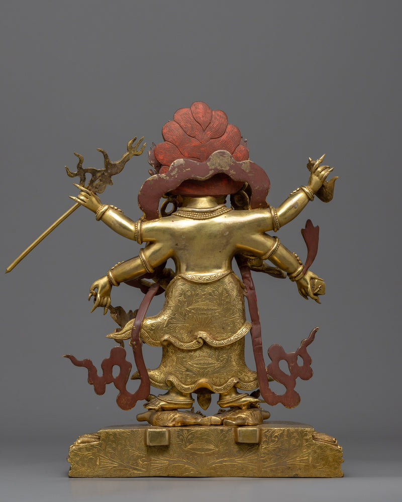 Wrathful Deity, White Mahakala Statue | Traditional Tibetan Buddhist Artwork