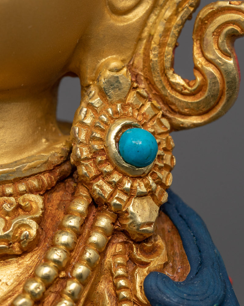 Gold Gilded Bodhisattva Vajrasattva Statue |  Traditional Handcrafted Buddhist Art