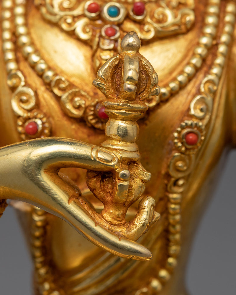 Gold Gilded Bodhisattva Vajrasattva Statue |  Traditional Handcrafted Buddhist Art