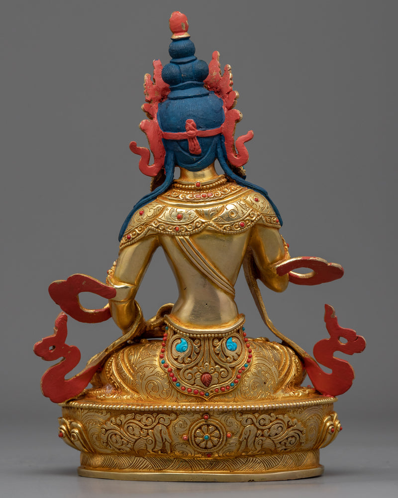 Gold Gilded Bodhisattva Vajrasattva Statue |  Traditional Handcrafted Buddhist Art