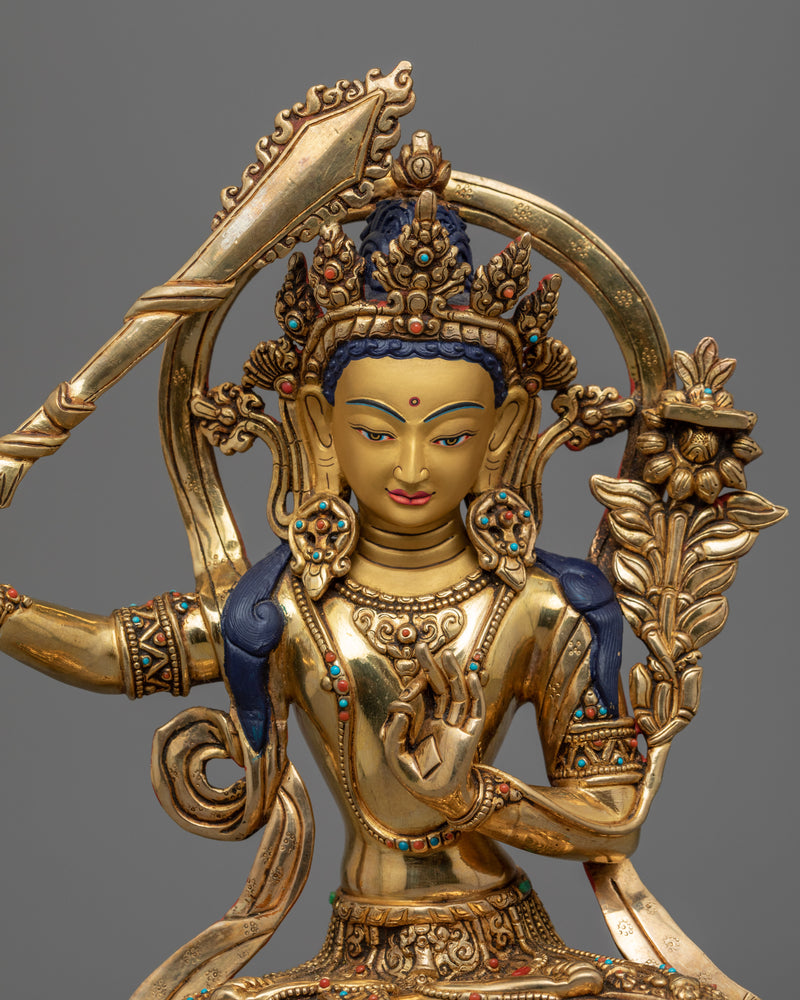 Sword Wielding Manjushri Bodhisattva Statue | Himalayan Style Buddhist Artistry