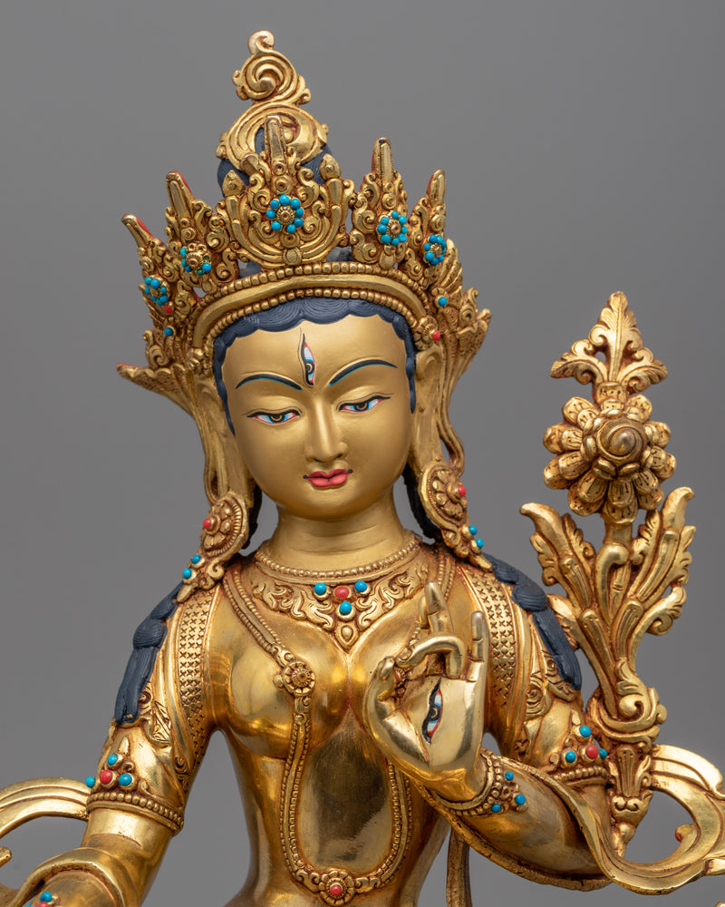 White Tara, Female Bodhisattva Statue | Religious Himalayan Artwork