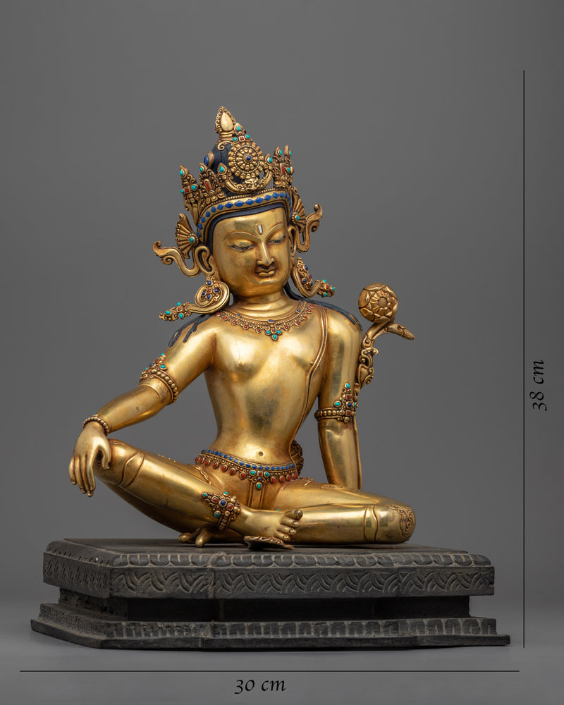 Gold Gilded Statue of Bodhisattva | Handmade in Nepal, Himalayan Buddhist Art