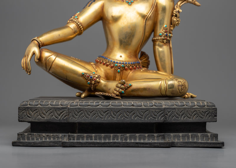 Gold Gilded Statue of Bodhisattva | Handmade in Nepal, Himalayan Buddhist Art