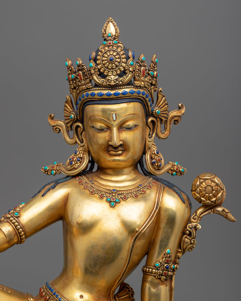 Gold Gilded Statue of Bodhisattva | Handmade in Nepal, Himalayan Buddhist Art