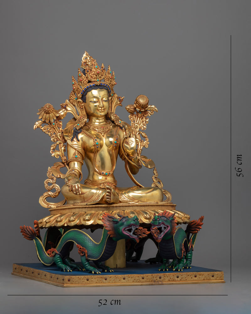 Green Tara Bodhisattva Statue for Prosperity | Female Bodhisattva Sculpture