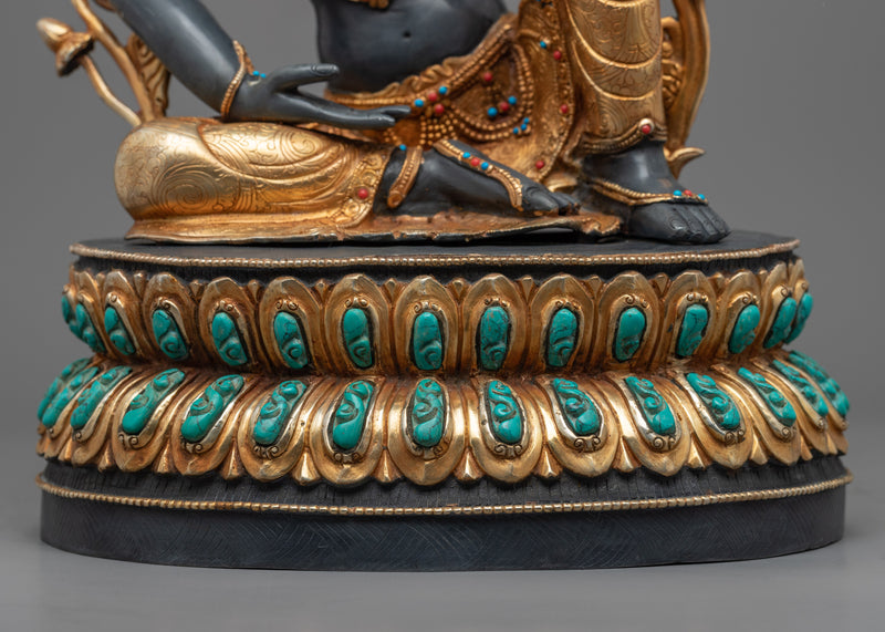 Hand Carved Statue of Chenrezig Gilded in Gold | Traditional Handcrafted Buddhist Art