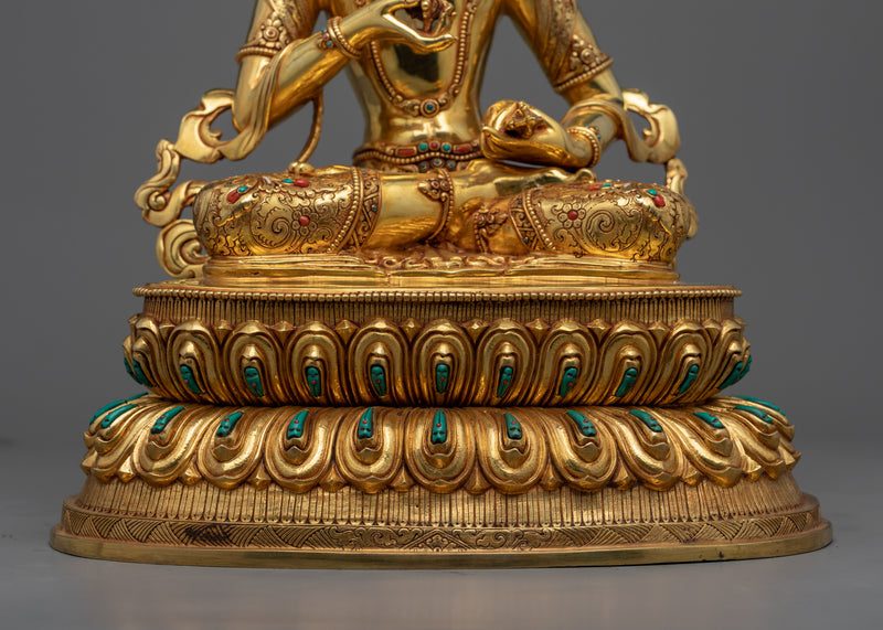 24K Gold Gilded Vajrasattva Statue | Traditional Tibetan Style Buddhist Statue