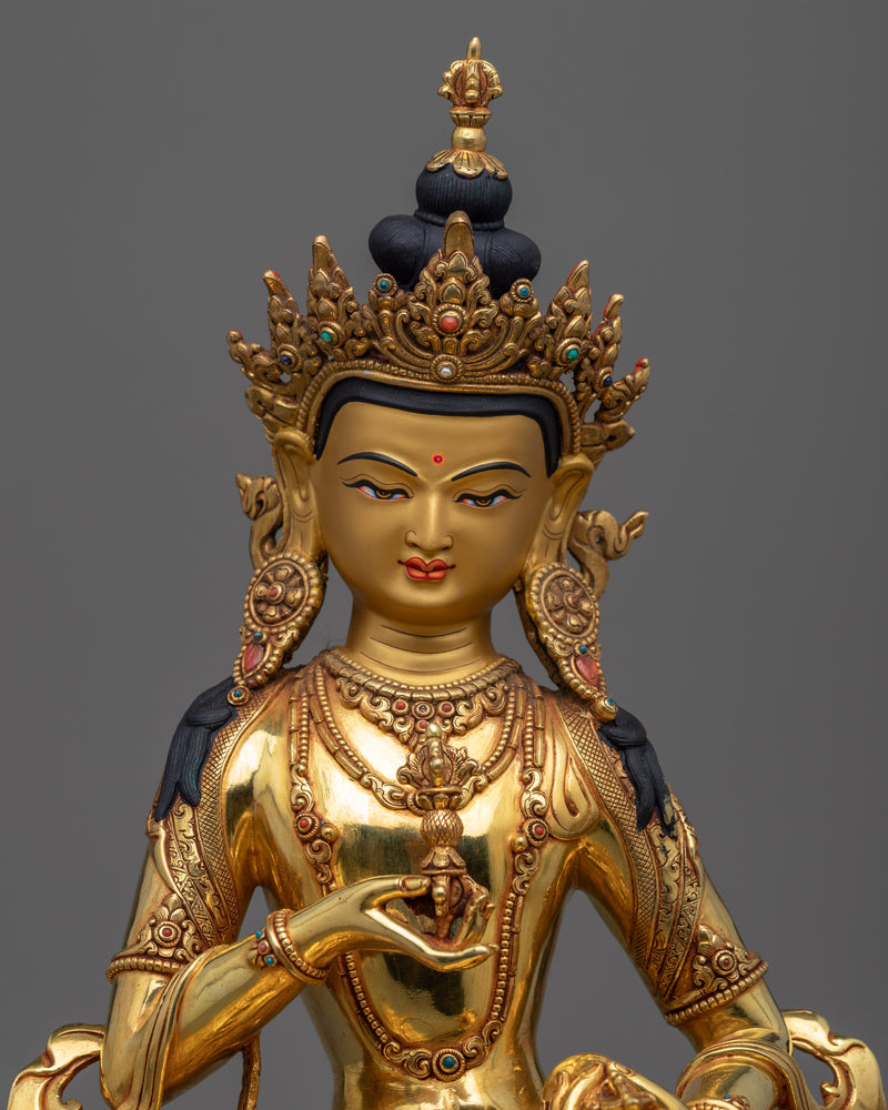 24K Gold Gilded Vajrasattva Statue | Traditional Tibetan Style Buddhist Statue