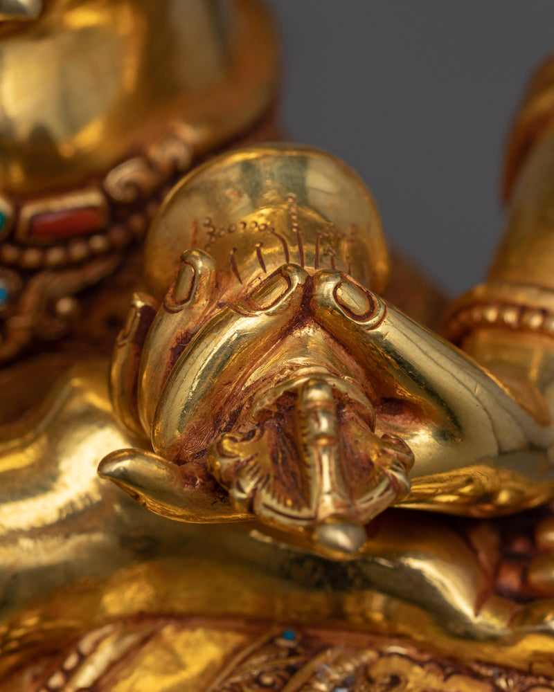 24K Gold Gilded Vajrasattva Statue | Traditional Tibetan Style Buddhist Statue