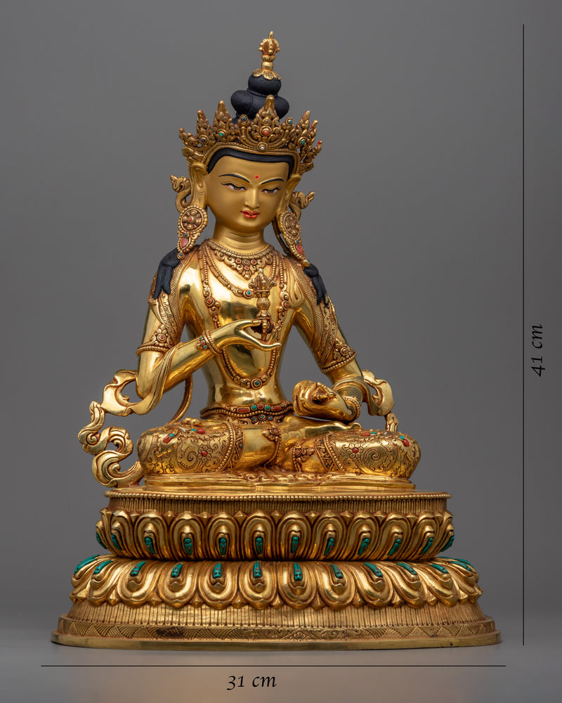 24K Gold Gilded Vajrasattva Statue | Traditional Tibetan Style Buddhist Statue