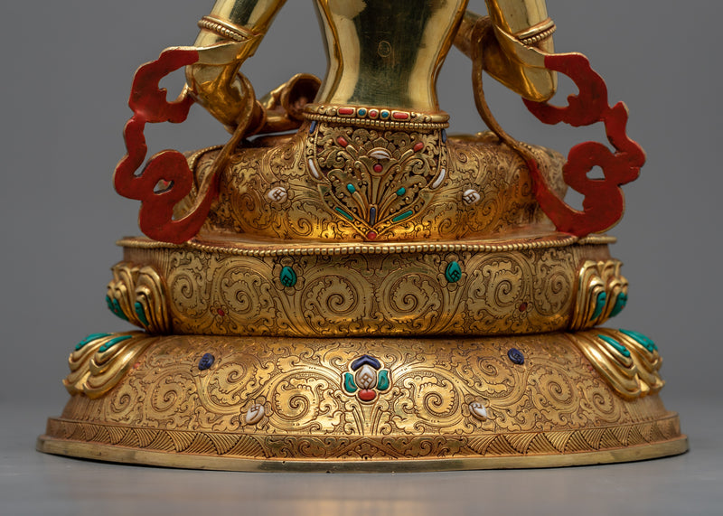 24K Gold Gilded Vajrasattva Statue | Traditional Tibetan Style Buddhist Statue