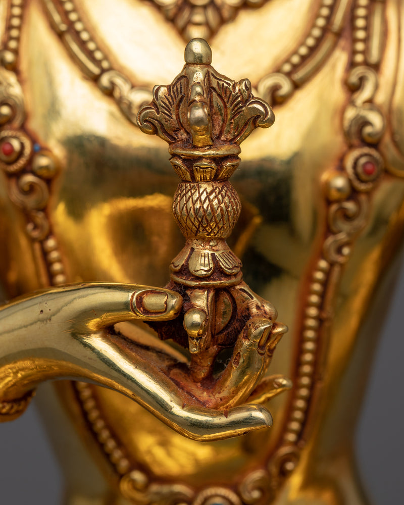 24K Gold Gilded Vajrasattva Statue | Traditional Tibetan Style Buddhist Statue