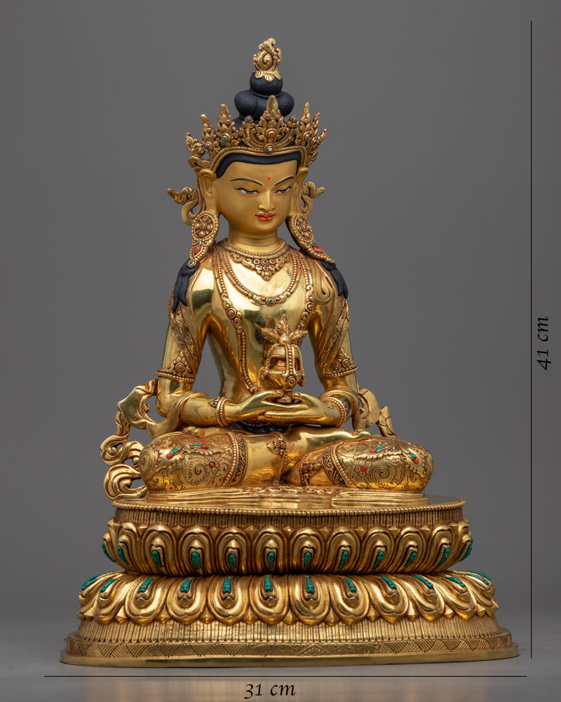 Amitayus Buddha Hand Carved Statue | The Buddha of Endless of Life