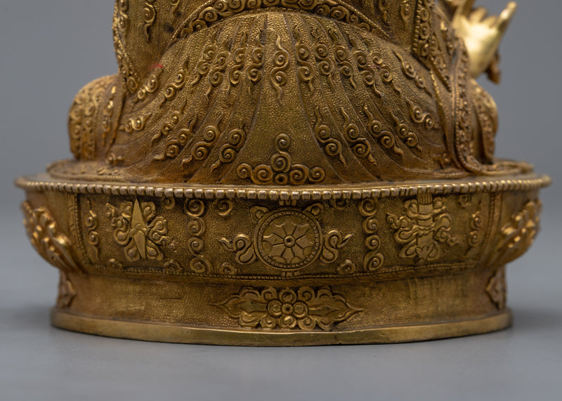 Seated Padmasambhava Guru Rinpoche Statue | Gold Gilded Himalayan Buddhist Art