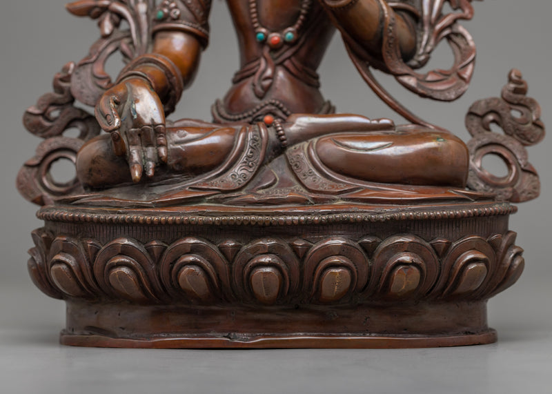 Traditional White Tara Art |  Hand-Carved Female Bodhisattva of Compassion Statue