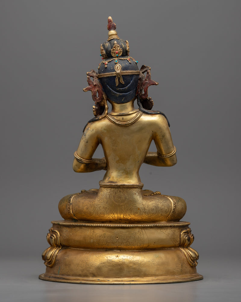 Gold Gilded Bodhisattva Figrue Statue | Traditional Himalayan Buddhist Art for Meditation