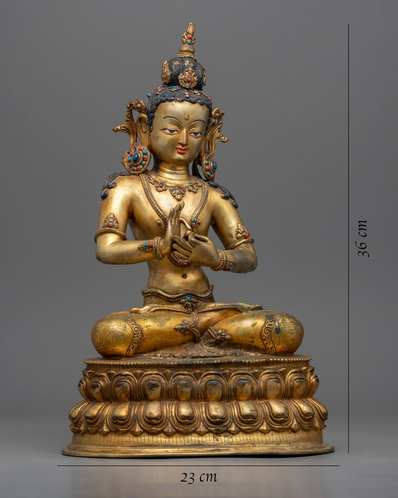 Gold Gilded Bodhisattva Figrue Statue | Traditional Himalayan Buddhist Art for Meditation