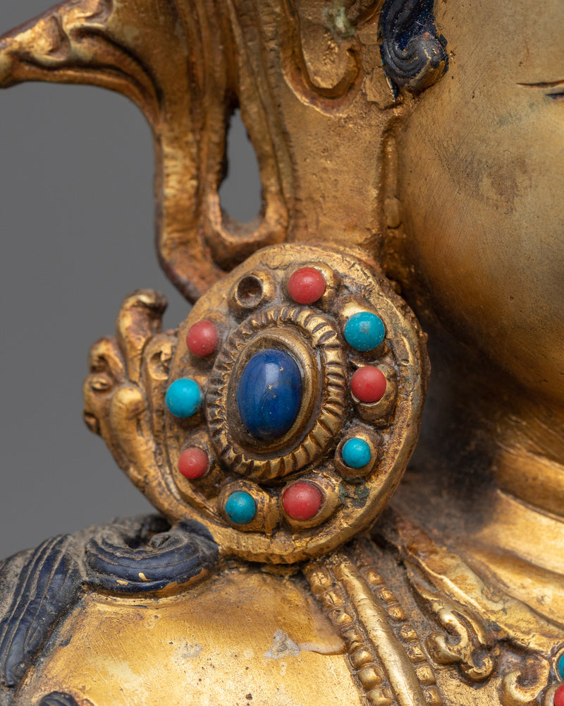 Gold Gilded Bodhisattva Figrue Statue | Traditional Himalayan Buddhist Art for Meditation