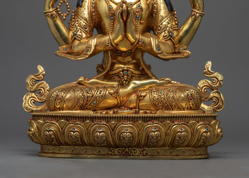 4 Armed Chenrezig Statue |  Traditional Tibetan Style Buddhist Statue of Bodhisattva Chenrezig