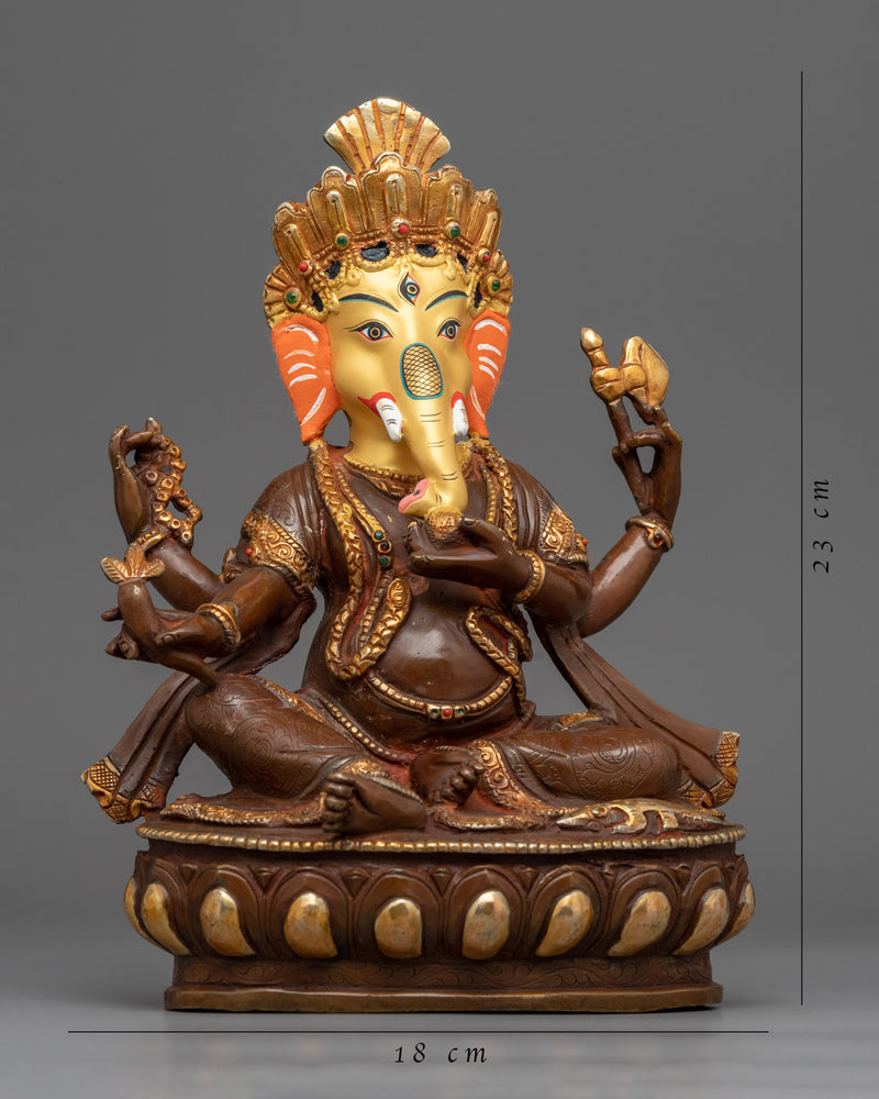 Ganesh Carved Ganesha Statue | Traditional Himalayan Religious Statue