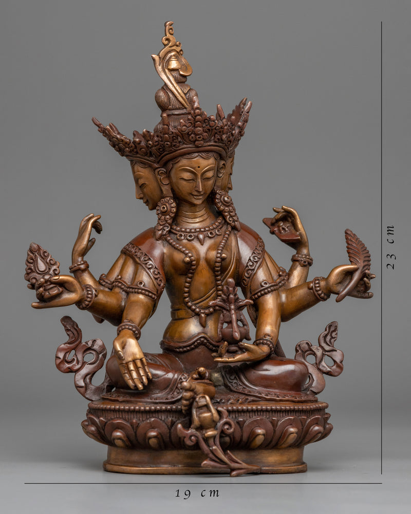 Oxidized Copper Vasudhara Statue | Traditional Tibetan Style Buddhist Statue