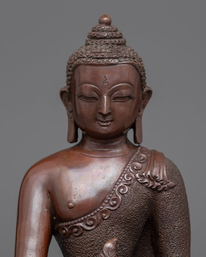 Bhaisajyaguru Medicine Buddha Statue | Buddhist Oxidized Copper Sculpture for Healing