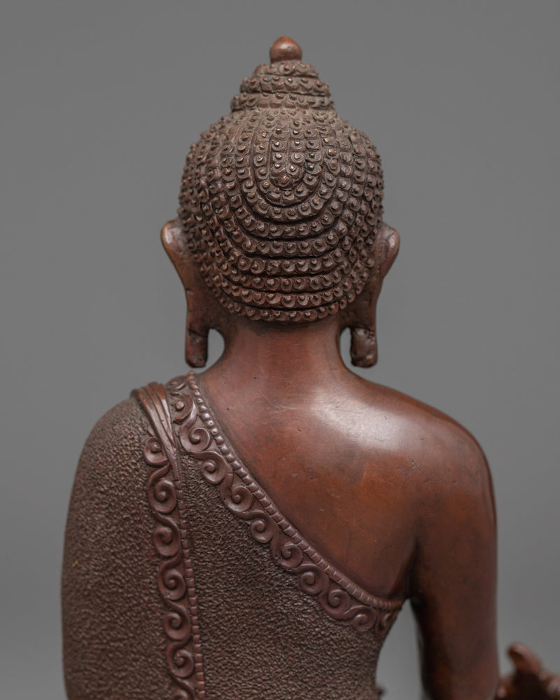 Bhaisajyaguru Medicine Buddha Statue | Buddhist Oxidized Copper Sculpture for Healing