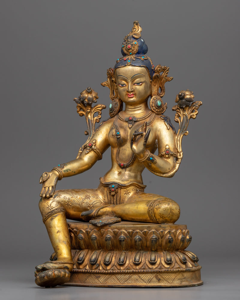 Beautiful Green Tara Statue for Meditation | Traditional Handcrafted Buddhist Art