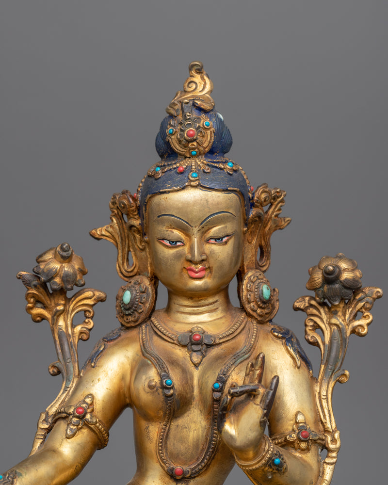 Beautiful Green Tara Statue for Meditation | Traditional Handcrafted Buddhist Art