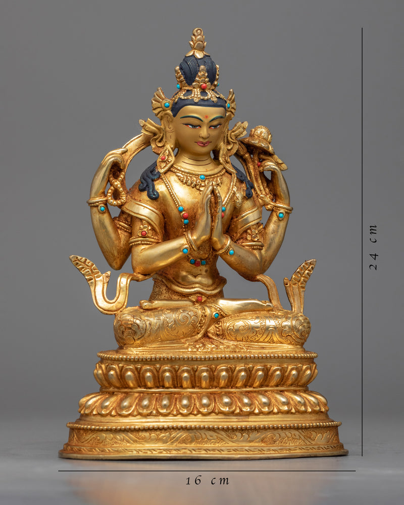 Four Armed Bodhisattva Chenrezig Statue | Traditional Buddhist Statue of Bodhisattva