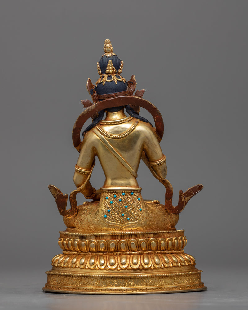 Bodhisattva Vajrasattva Scultpure for Meditation and Ritual | Gold-Plated Dorje Sempa Statue