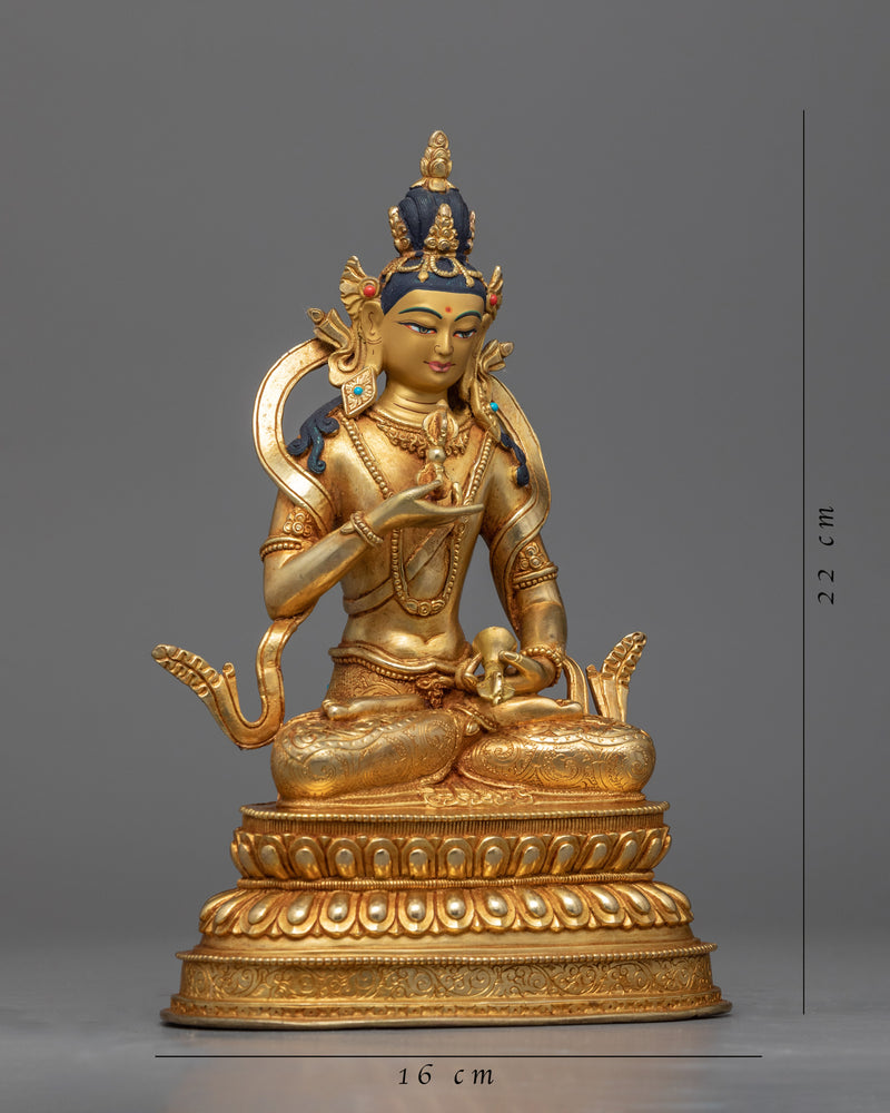 Bodhisattva Vajrasattva Scultpure for Meditation and Ritual | Gold-Plated Dorje Sempa Statue