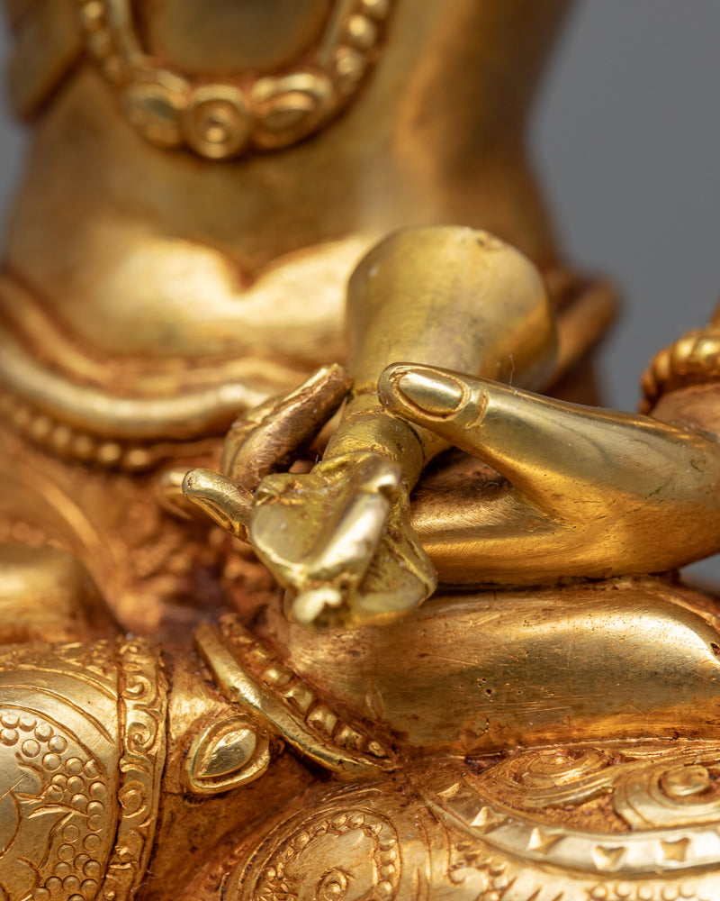 Bodhisattva Vajrasattva Scultpure for Meditation and Ritual | Gold-Plated Dorje Sempa Statue