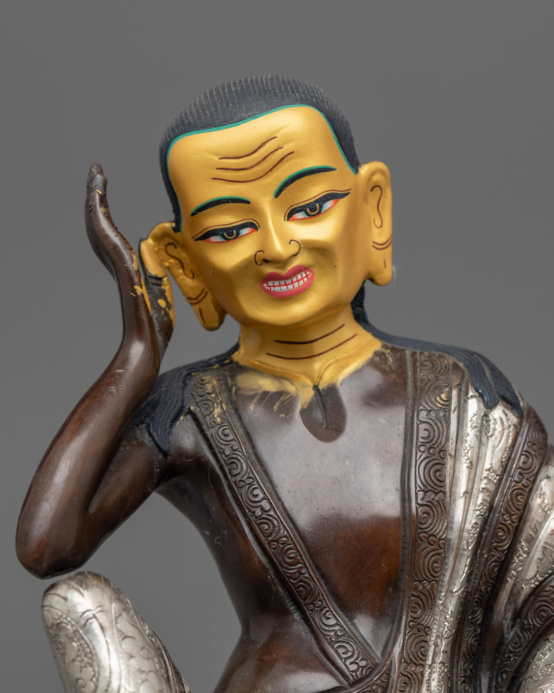 Gold Gilded 3 Buddhist Master Statue Set | Milarepa, Marpha & Gampopa