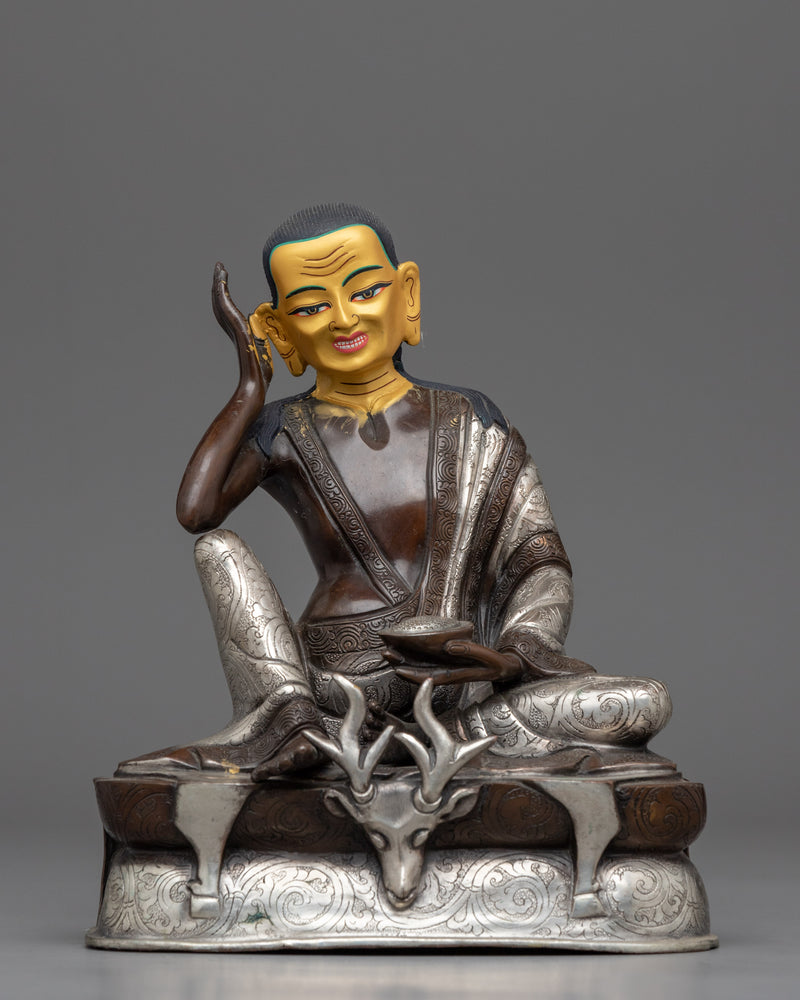 Gold Gilded 3 Buddhist Master Statue Set | Milarepa, Marpha & Gampopa