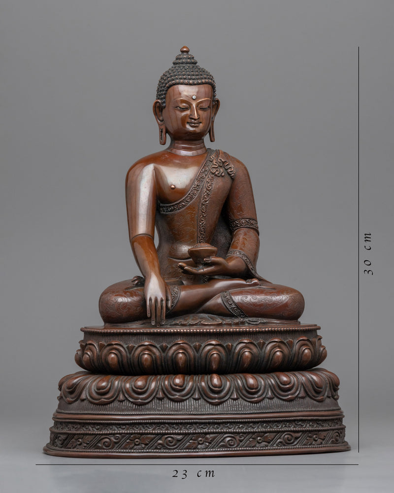 Statue of the Historical Buddha Shakyamuni |  Buddhist Oxidized Copper Statue