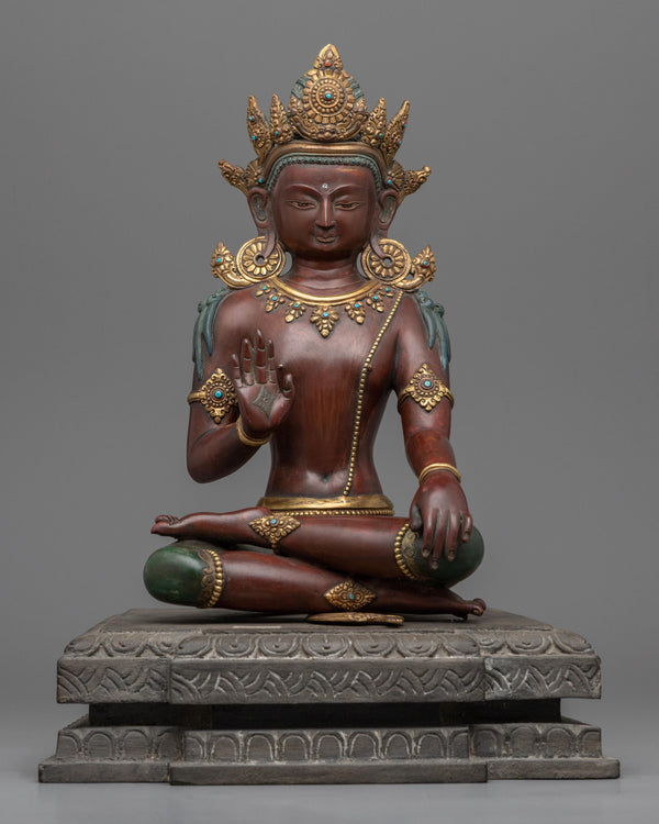 oxidized copper statue