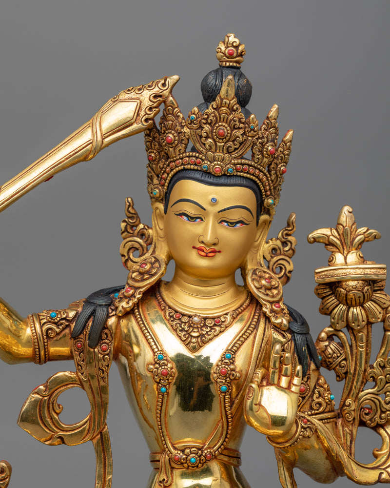 Manjushri Bodhisattva Statue | Hand-Carved Bodhisattva Statue