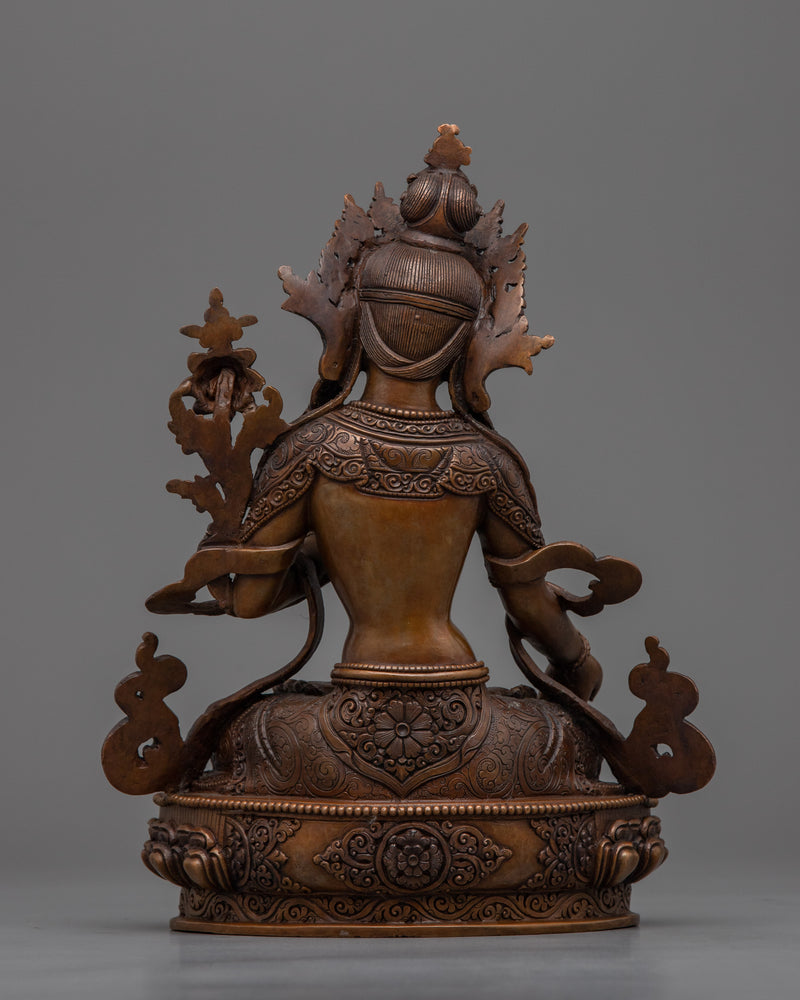 White Tara Oxidized Copper Statue | Authentic Traditional Himalayan Artwork