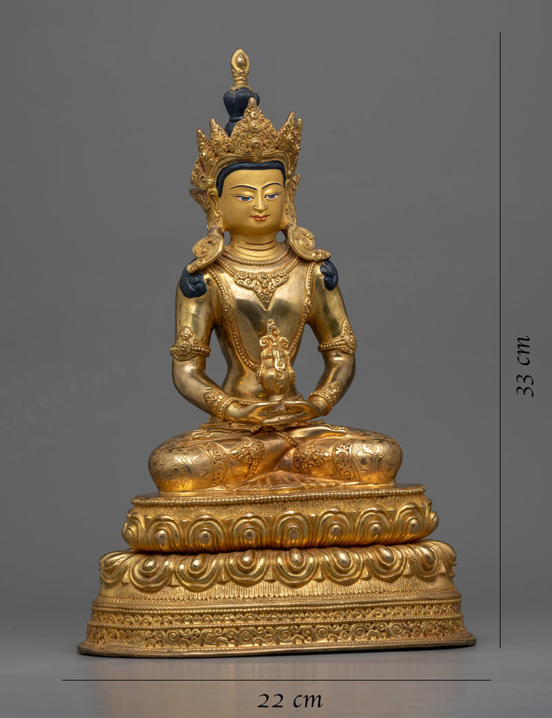 Amitayus of Pure Realm Statue | Gold-Plated Tibetan Buddhist Art