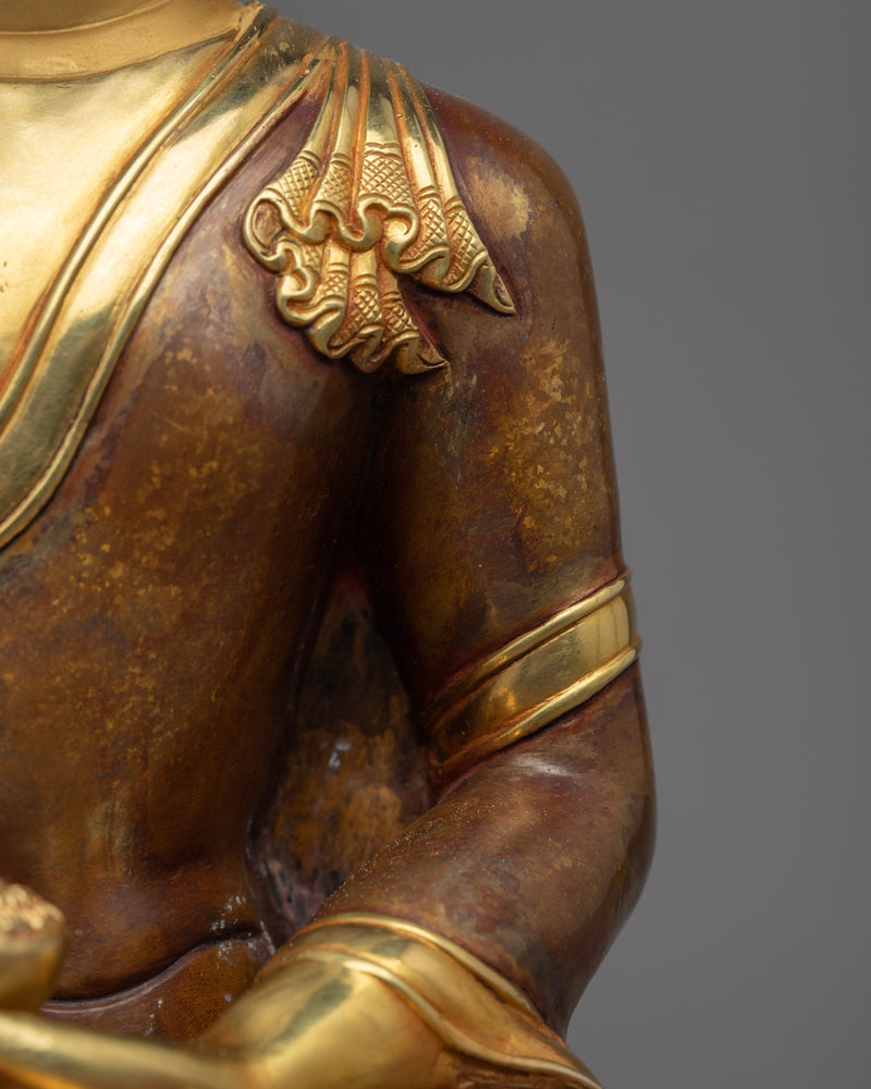 Shakyamuni Buddha in Meditation Sculpture | Historical Buddha Gold Gilded Statue