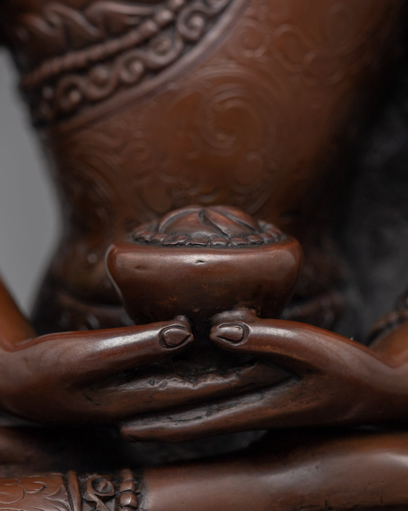 Amitabha Buddha Oxidized Copper Statue | Handmade in Nepal, Himalayan Buddhist Art